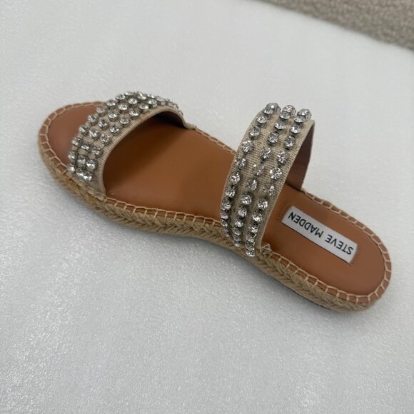 Steve Madden Zendaya Rhinestone Embellished Espadrilles Sandals Size 8 NEW - Picture 4 of 9